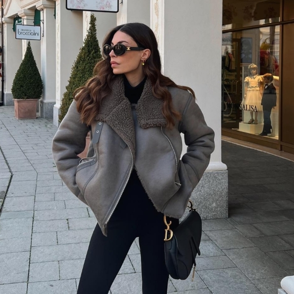 NWT ZARA DOUBLE FACED FAUX SHEARLING FUR JACKET - Picture 3 of 16